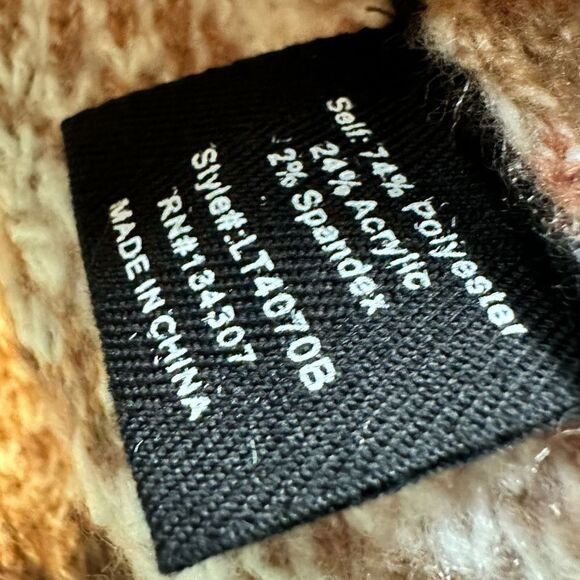 NWT Line & Dot Women’s Brown/White Houndstooth Plush Crew Neck Sweater - Size M - Picture 7 of 8